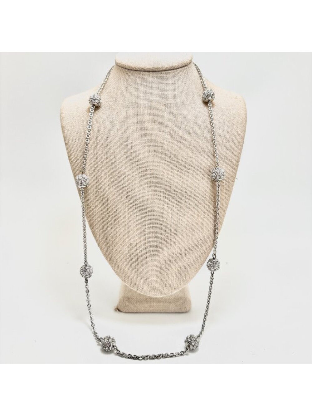 Nolan Miller Fashion Chain Crystal Ball Station Chain Necklace 24" Adjustable